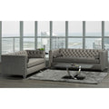 Hank Modern Grey Velvet Tufted Nailhead Sofa And Loveseat