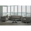 Hank Modern Grey Velvet Tufted Nailhead Sofa And Two Chairs