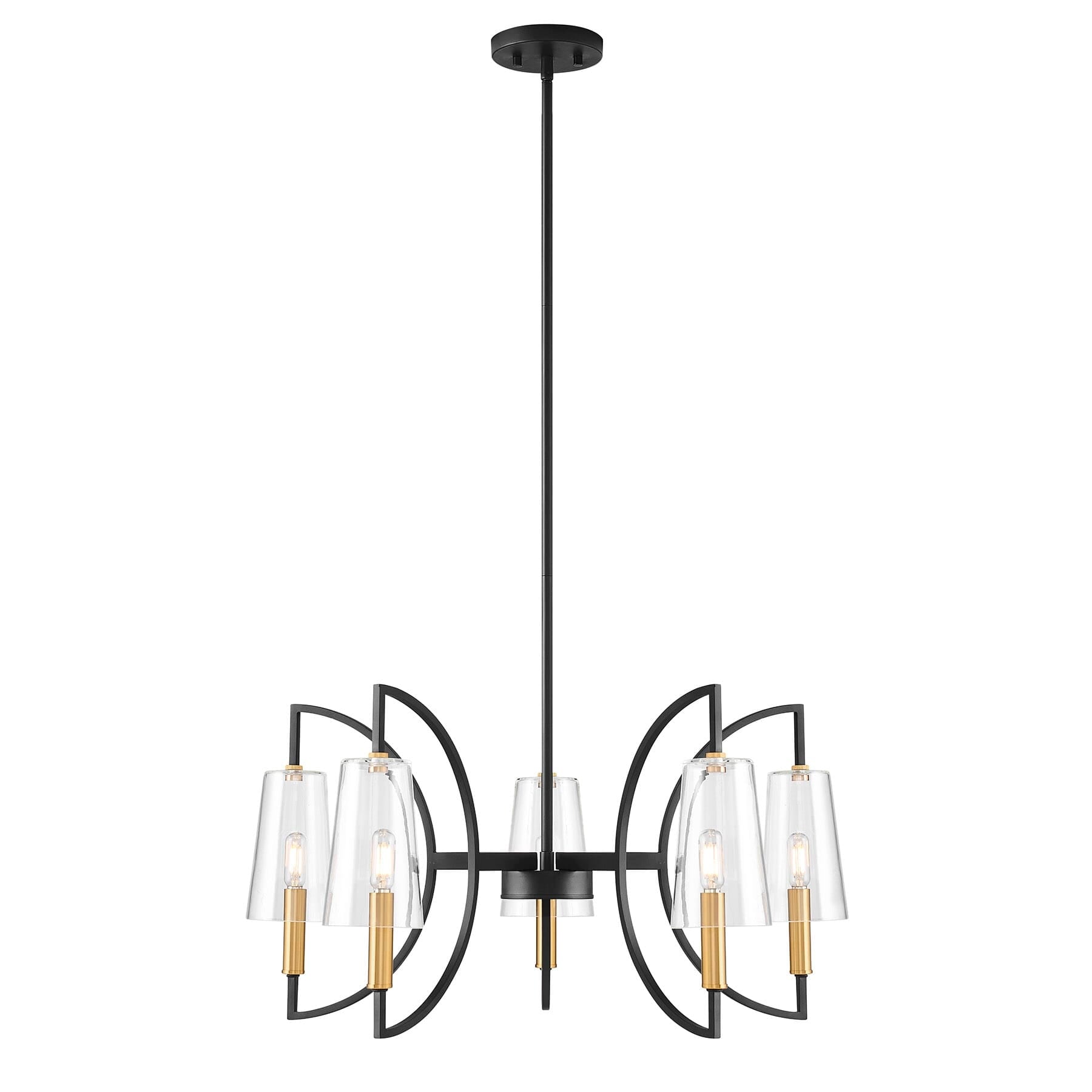 Hanley 5 Light Chandelier In Matte Black And Warm Brass