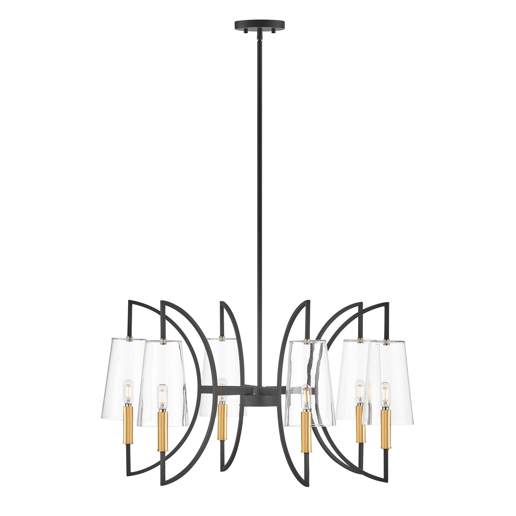 Hanley 6 Light Chandelier In Matte Black And Warm Brass