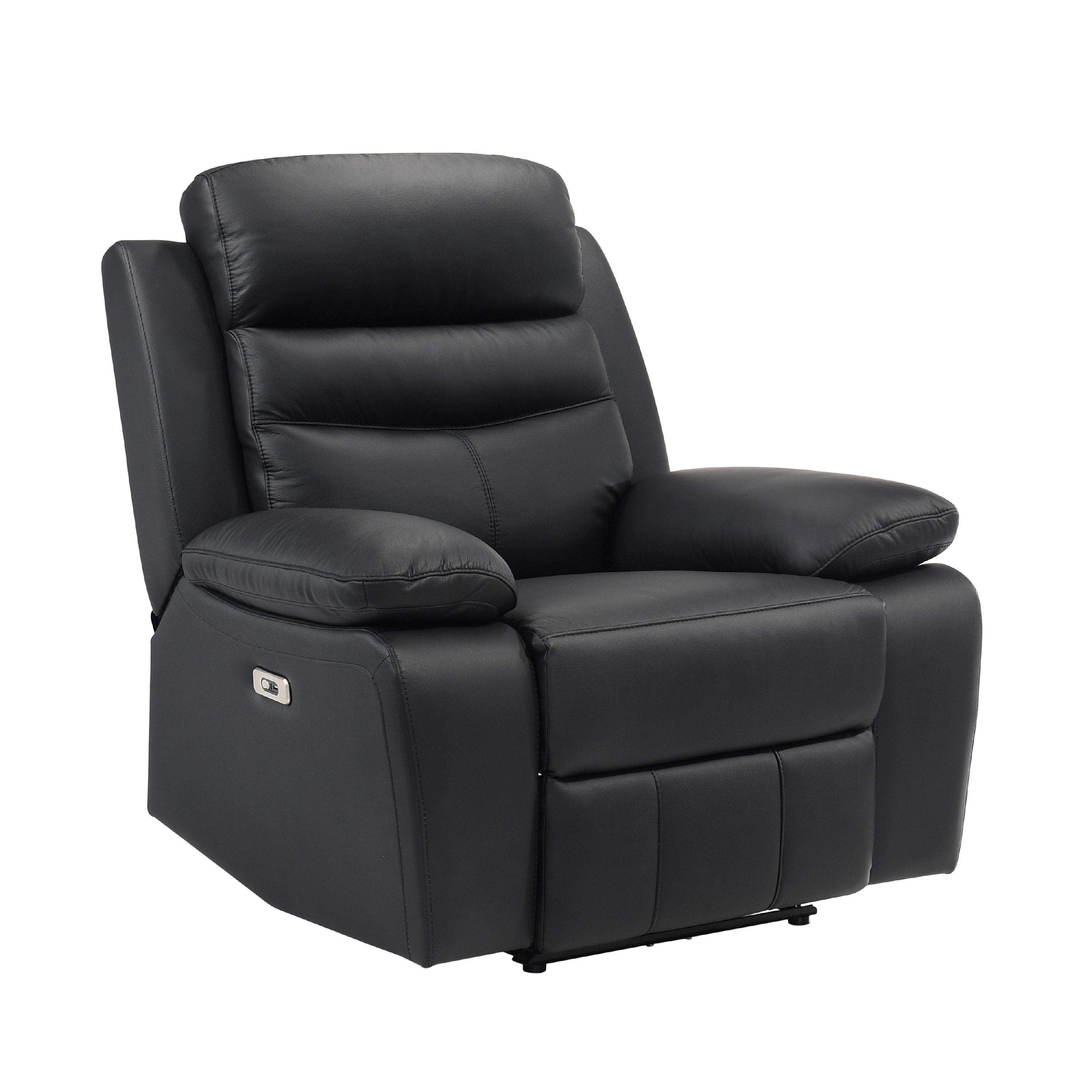 Hanna Power Reclining Chair Usb Port Black Top Grain Leather