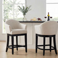 Hannah Black Bar Stool With Ivory Upholstered Seat And Curved Back