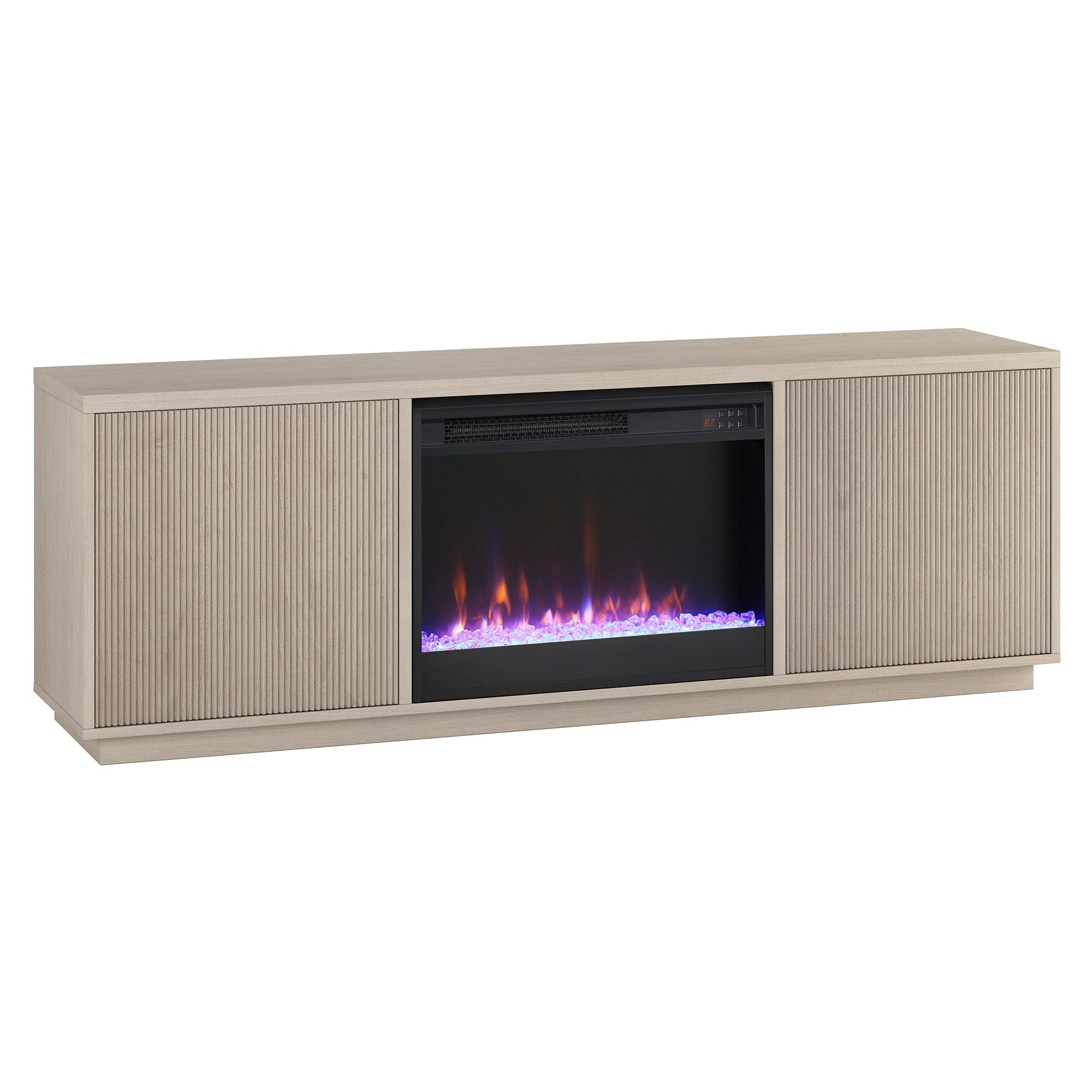 Hanson Rectangular Fluted Tv Stand With 26 Crystal Fireplace For Tvs Up To 75 70 Wide