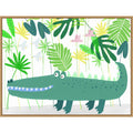 Happy Crocodile In The Jungle By Carla Daly Framed Canvas Wall Art Print