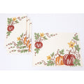 Happy Fall Pumpkins Crewel Embroidered Placemats 14 By 20 Inch Set Of 4 Cream