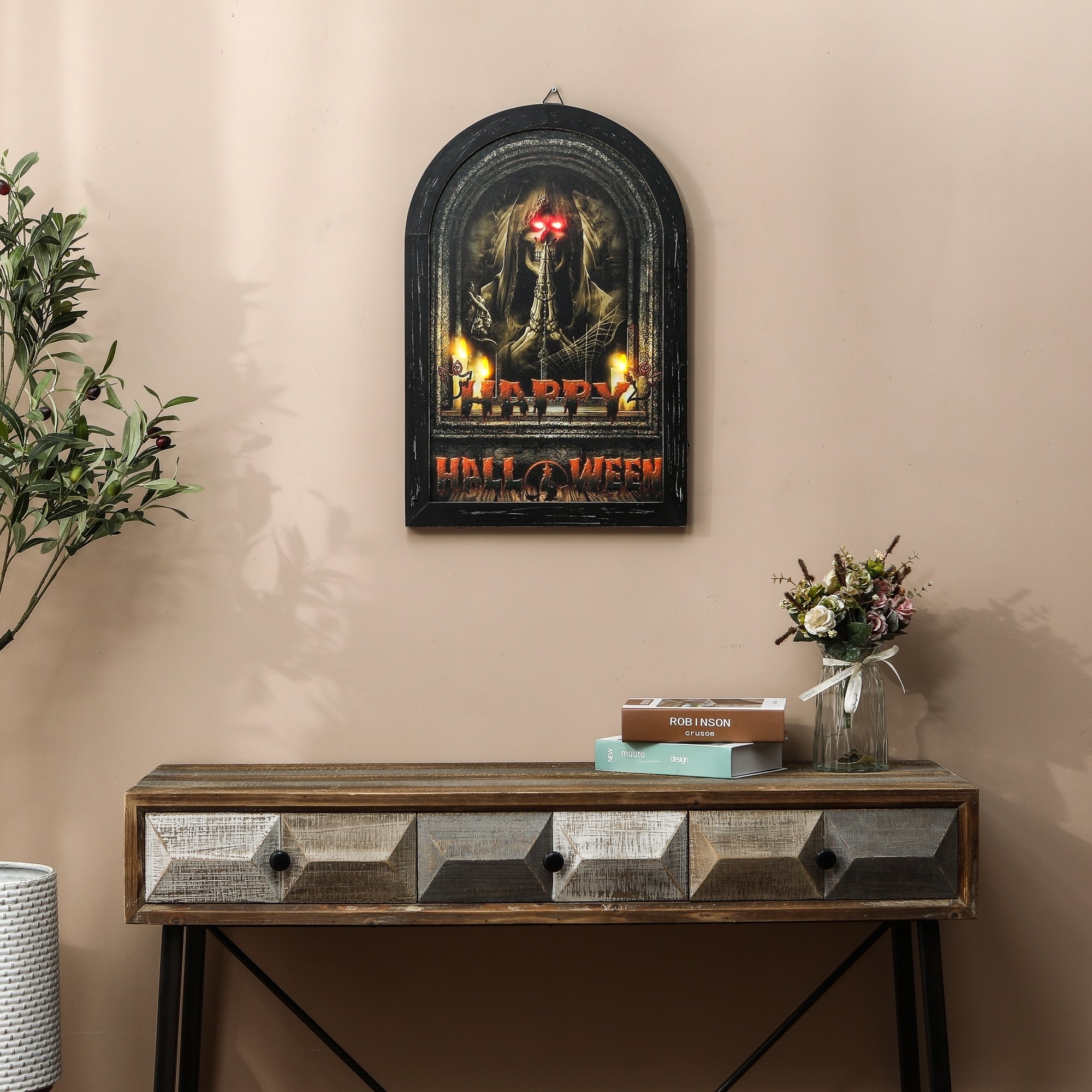 Happy Halloween Canvas Print With Led Lights