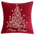 Happy Holidays Embroidered Velvet Throw Pillow 20X20 Red Christmas Accent Cushion With Gold Detailing Set Of 2