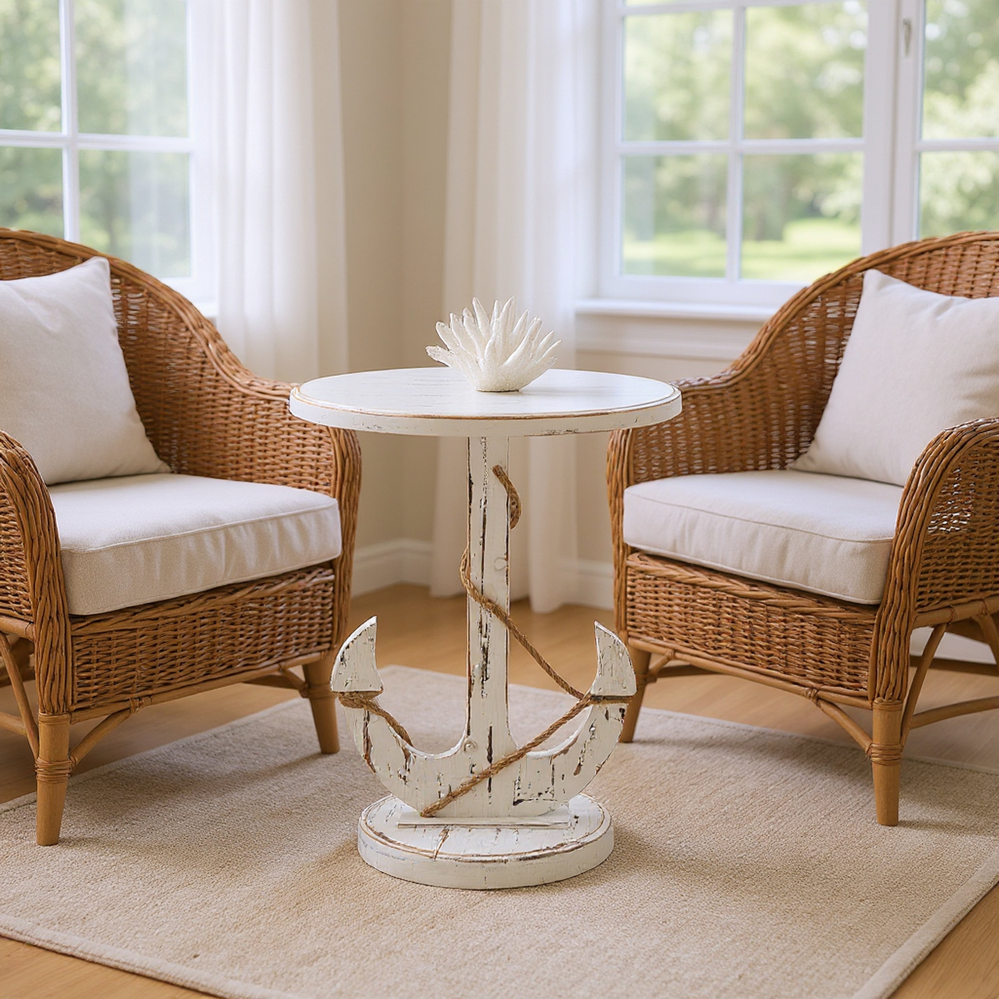 Harbor Distressed White Anchor Table