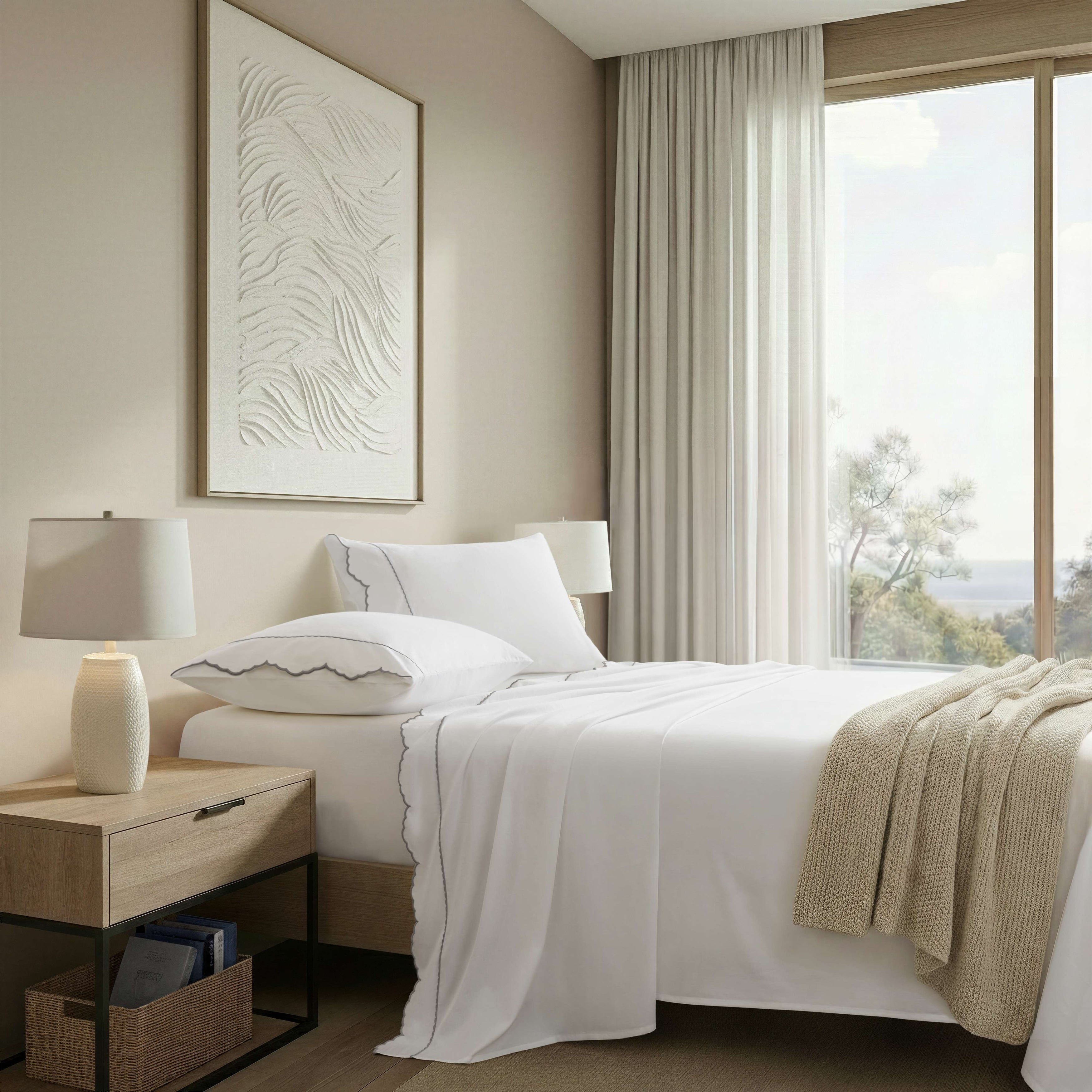 Harbor House Brielle Scalloped Edge 4 Piece Cotton Sheet Set