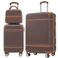 Hardshell Luggage Sets 3 Pieces 20 28 Luggages And Cosmetic Case Spinner Suitcase With Tsa Lock Lightweight Brown