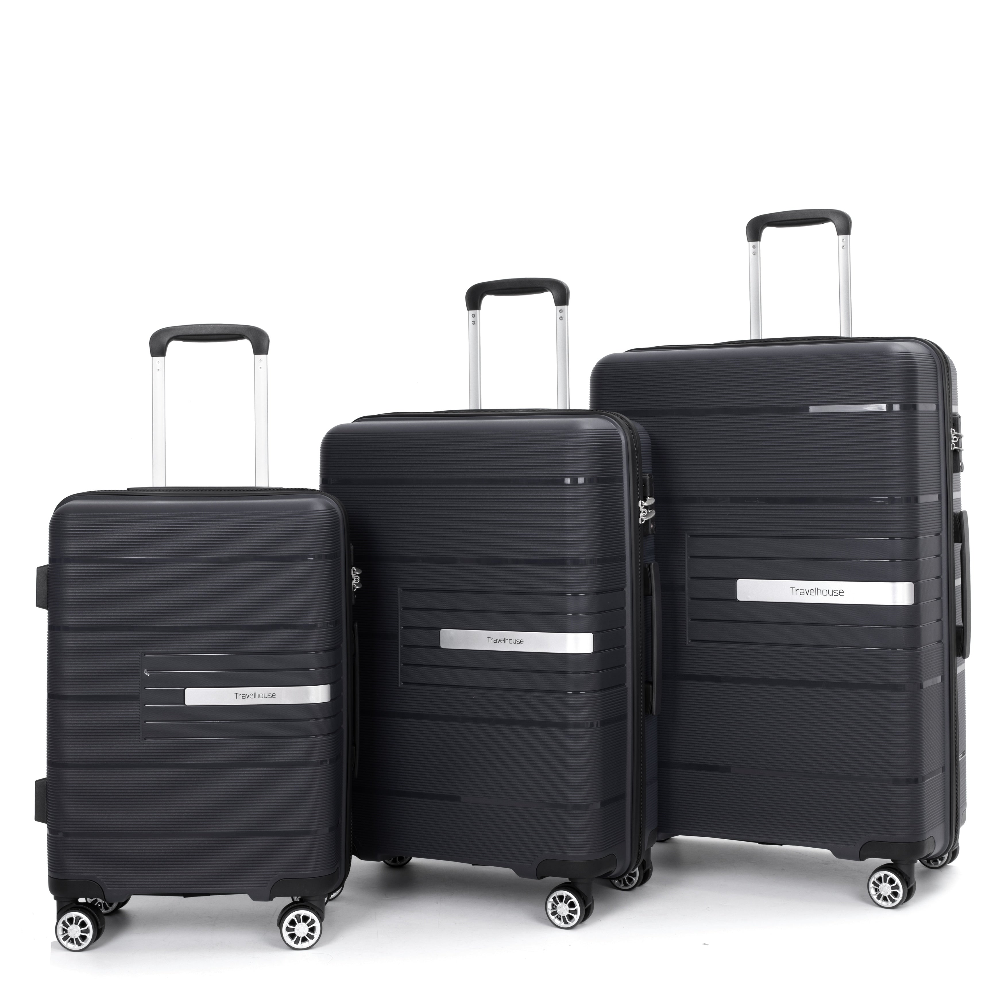 Hardshell Suitcase Double Spinner Wheels Pp Luggage Sets Lightweight Durable Suitcase With Tsa Lock 3 Piece Set 20 24 28