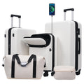 Hardside Luggage Set 5 Piece With Bags 20In Half Opening Carry On Luggage With Usb Port 24In 28In Luggage With Double Wheels
