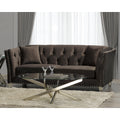 Harlow Modern Chocolate Brown Velvet Tufted Nailhead Sofa