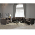 Harlow Modern Chocolate Brown Velvet Tufted Nailhead Sofa Loveseat And Chair