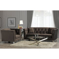 Harlow Modern Chocolate Brown Velvet Tufted Nailhead Sofa And Chair