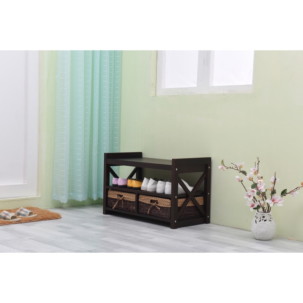 Harmony Solid Wood Entryway Storage Bench