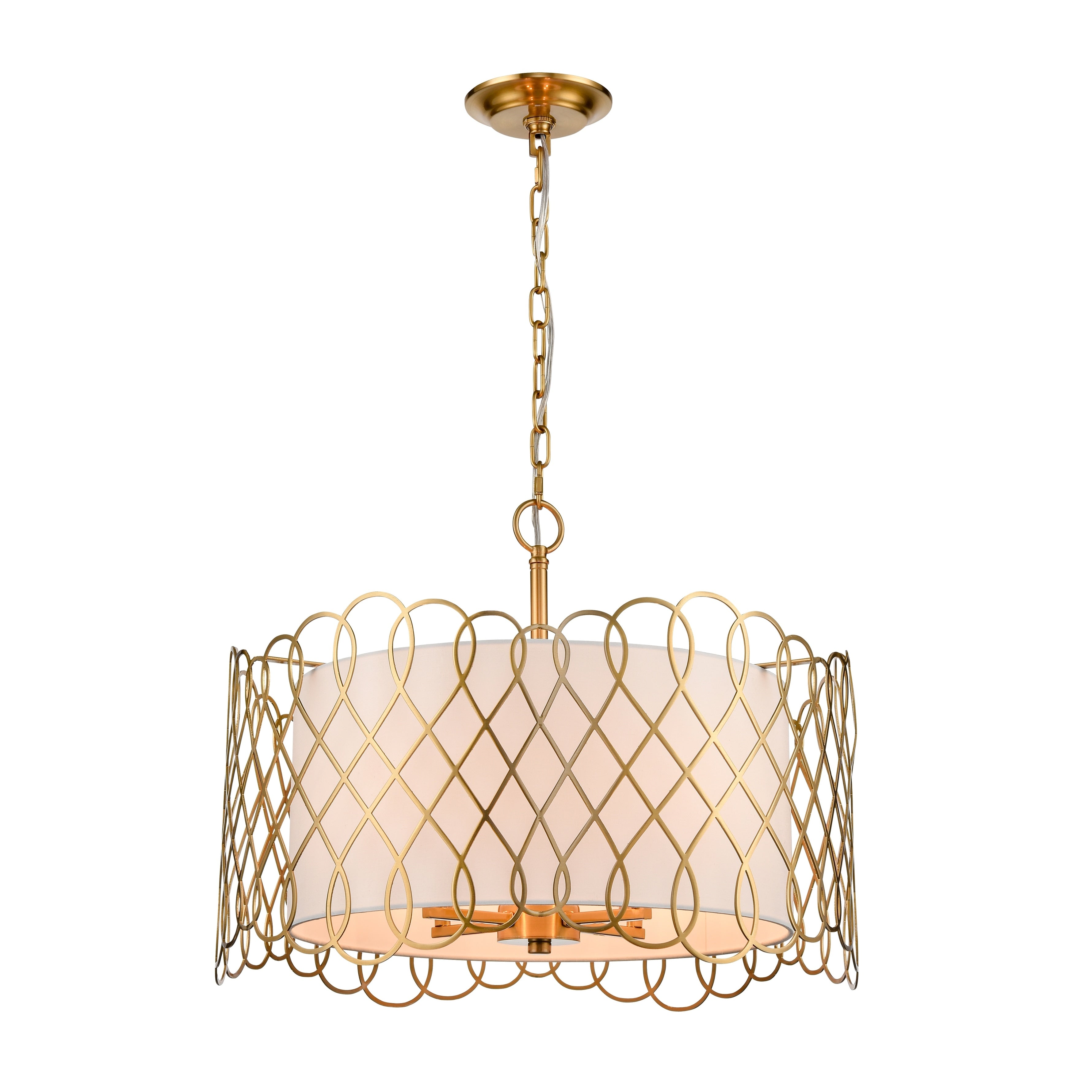 Harp Lane 21 Inch Wide 4 Light Pendant In Satin Brass 21In W X 21In D X 16In H