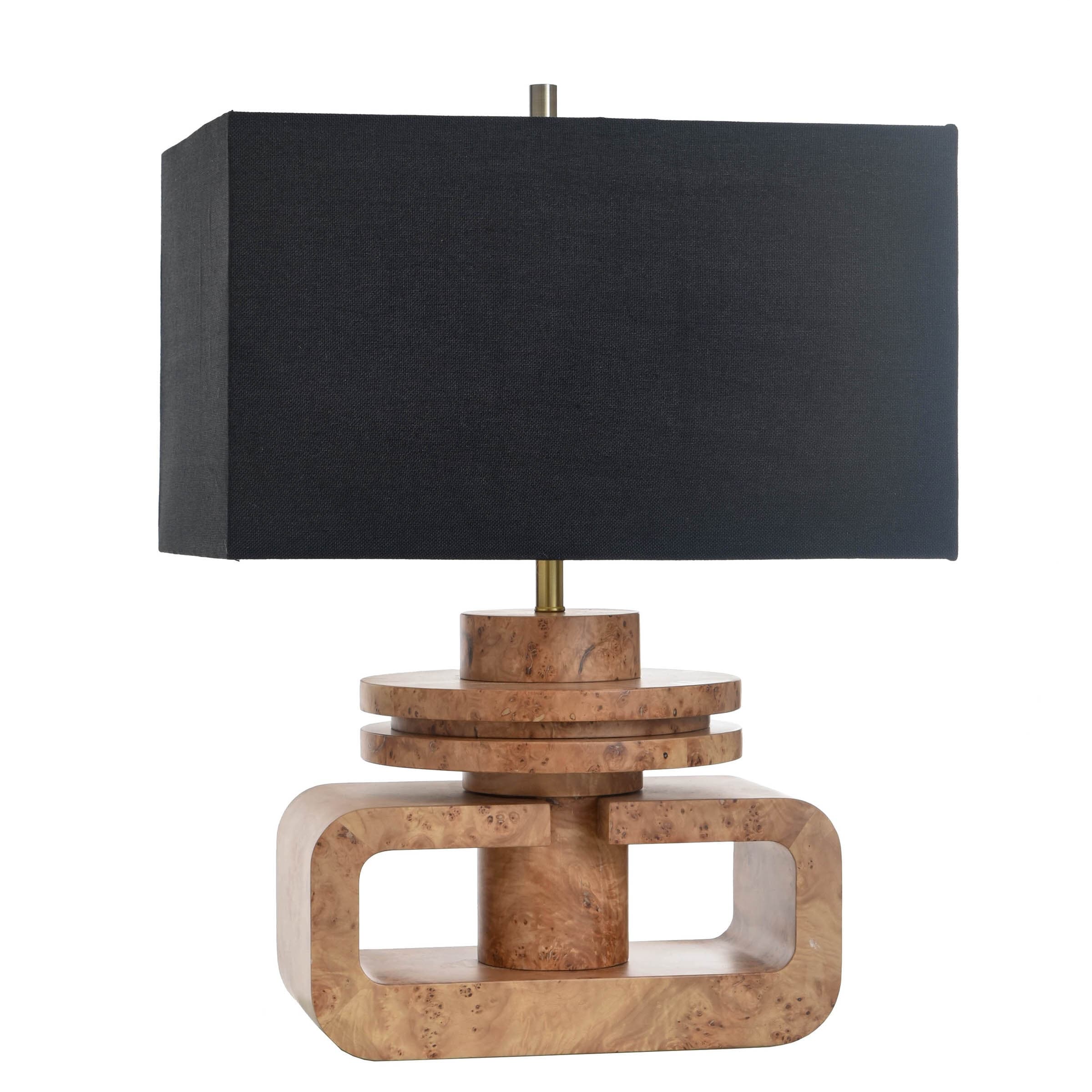 Harp Finial Architectural Cork Lamp Light Brown Black Shade