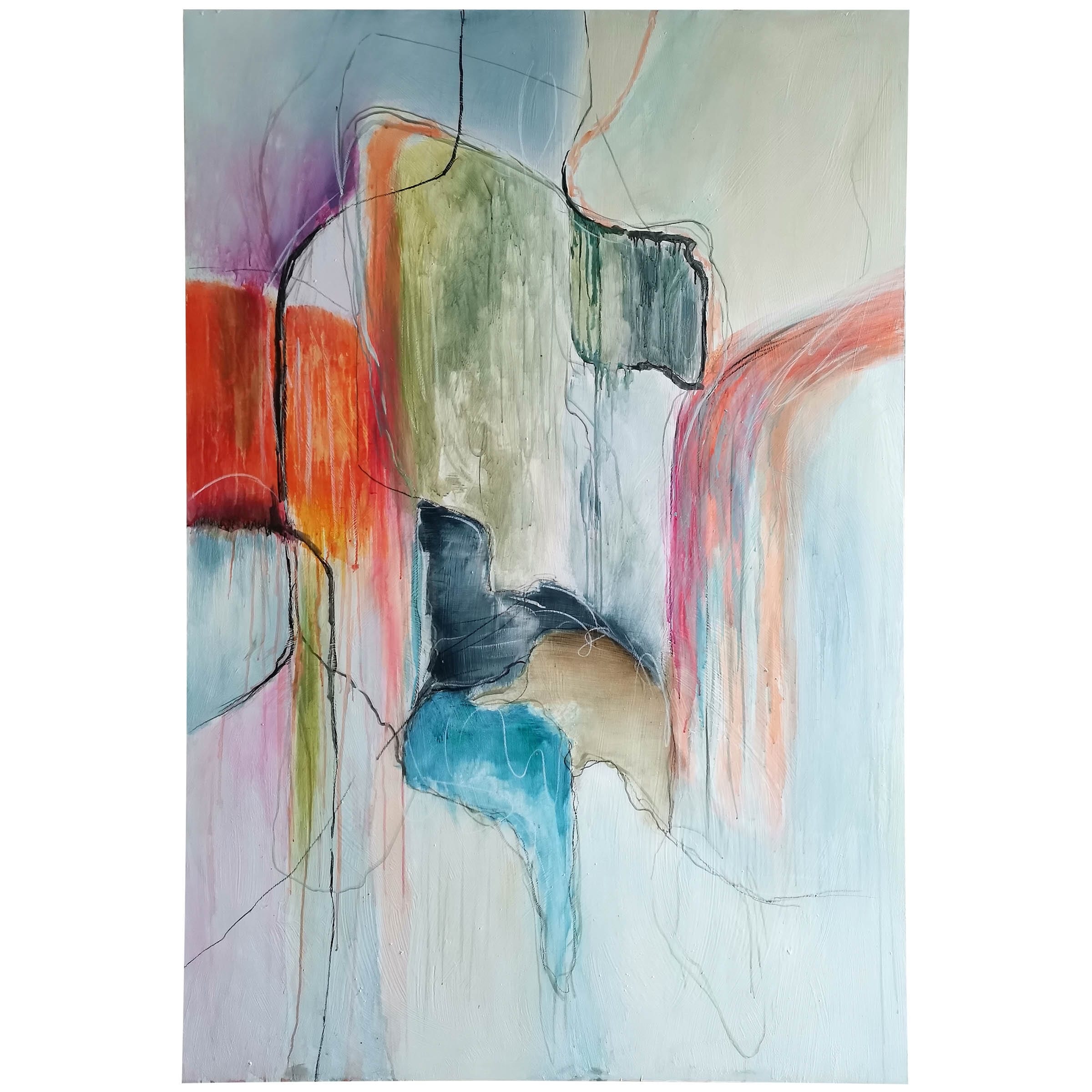 Harp Finial Fluid Horizon Composition Canvas Wall Art 48 W X 72 H