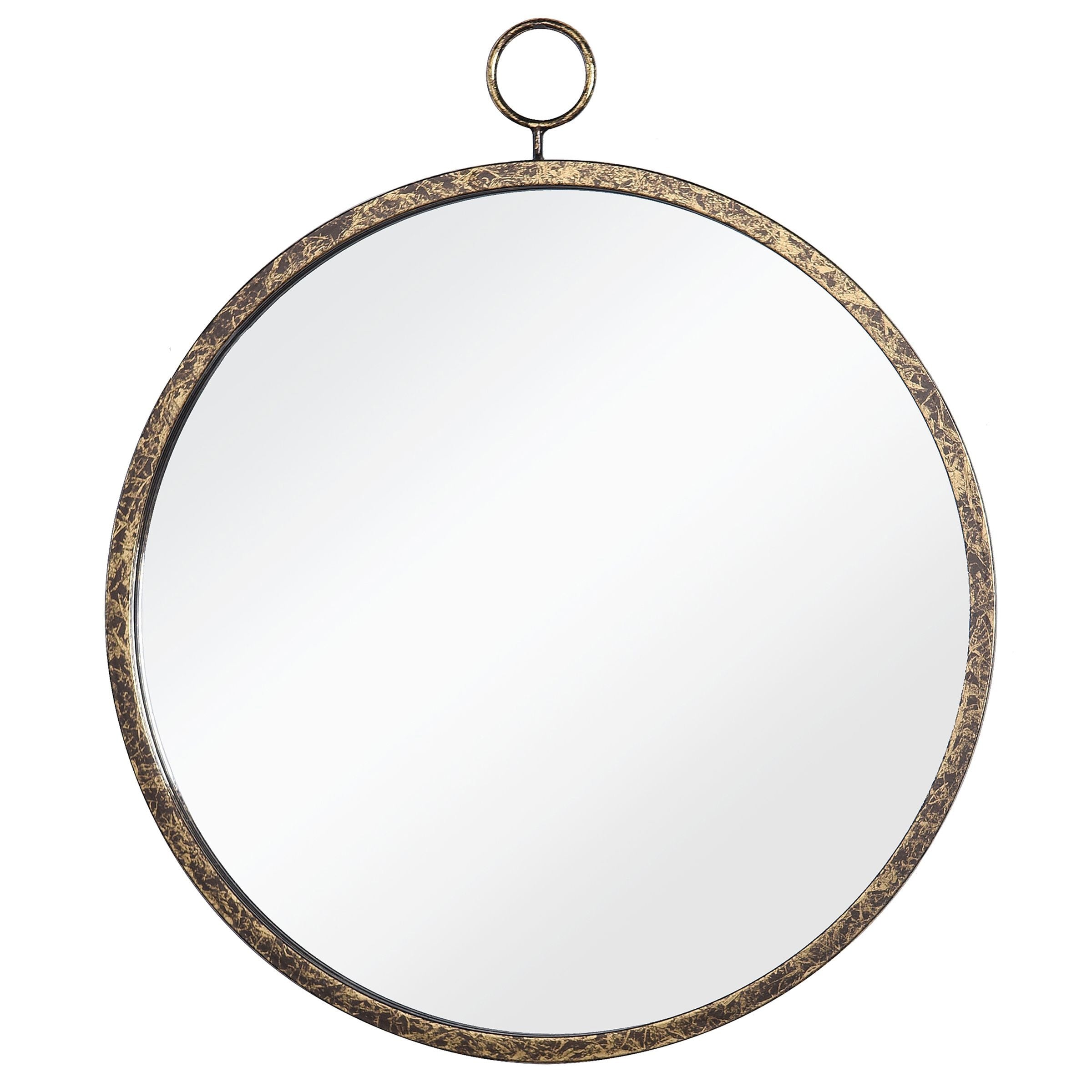Harp Finial Haile 20 Inch Plain Beveled Glass Mirror Gold Metal Frame