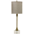 Harp Finial Lenox 1 Light Gold Plating Table Lamp With Crystal Base Taupe Hardback Fabric Shade