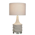Harp Finial Relief Porcelain Table Lamp Matte White Ivory Shade