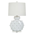 Harp Finial Studded Porcelain Orb Lamp Glossy White Ivory Shade