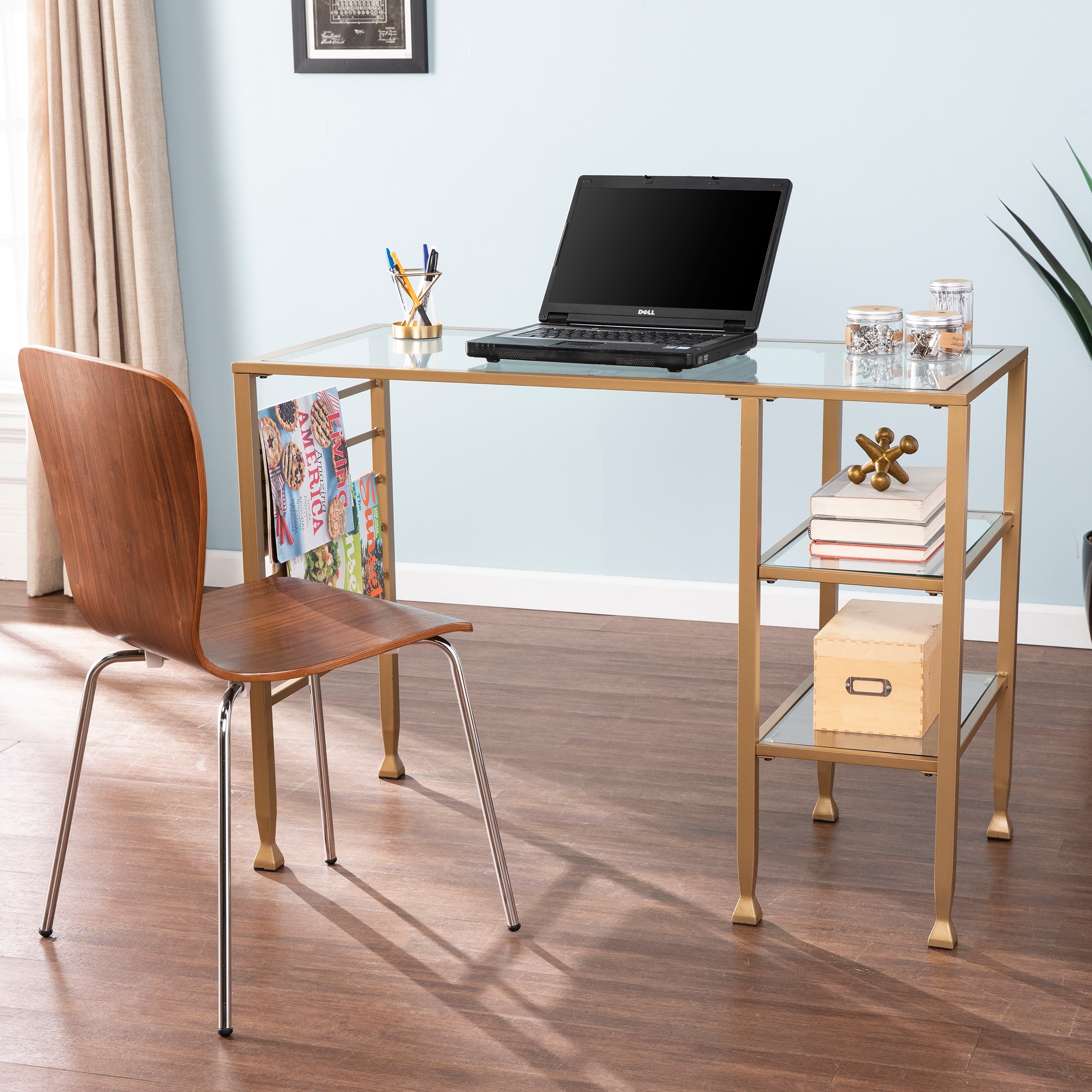 Harper Blvd Amelie Gold Metal Glass Writing Desk