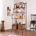 Copper Grove Docherty Black Bakers Rack With Brown Shelves