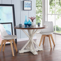 The Gray Barn Oriaga Farmhouse Dining Table Antique White Antique White Dark Tabacco