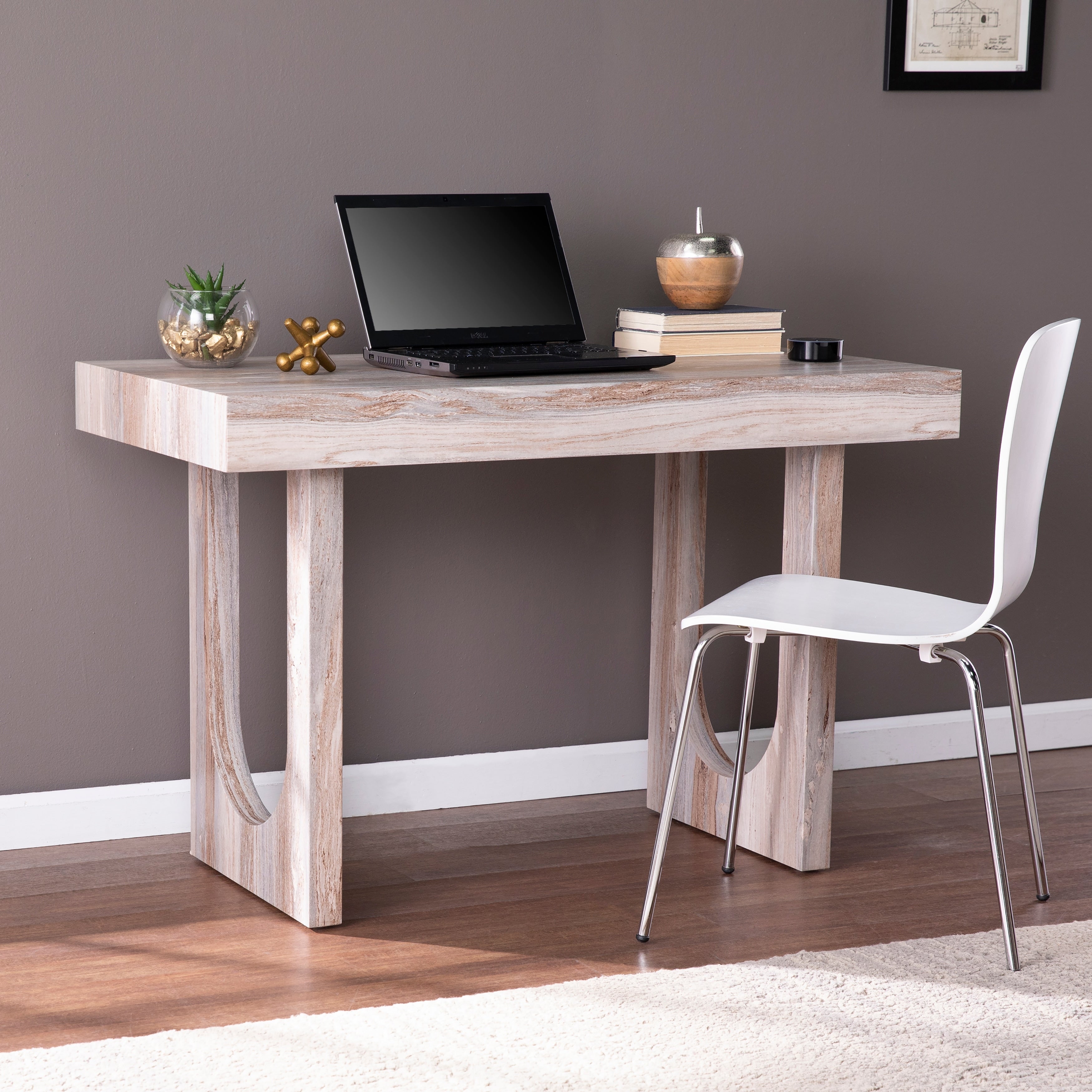 Harper Blvd Chadwick Contemporary Brown Faux Stone Desk