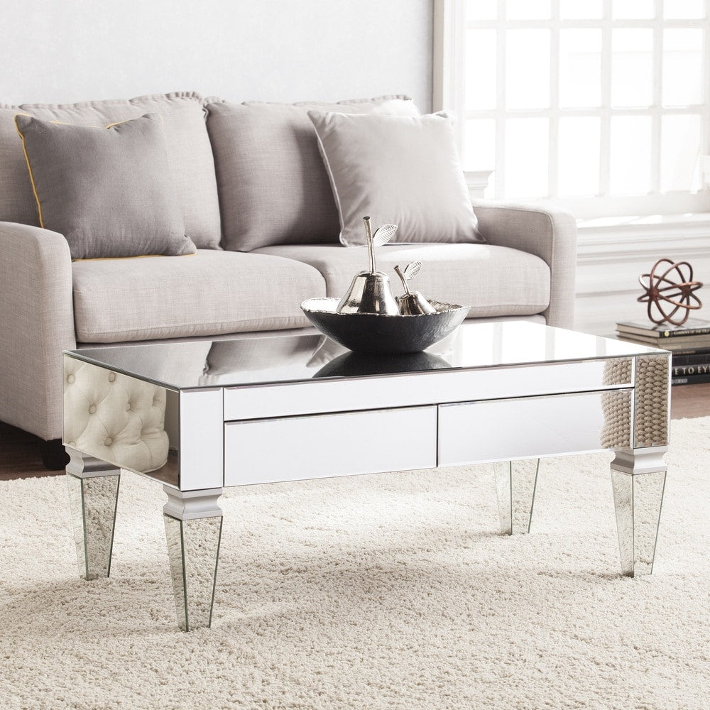 Silver Orchid Olivia Contemporary Mirrored Rectangular Cocktail Table