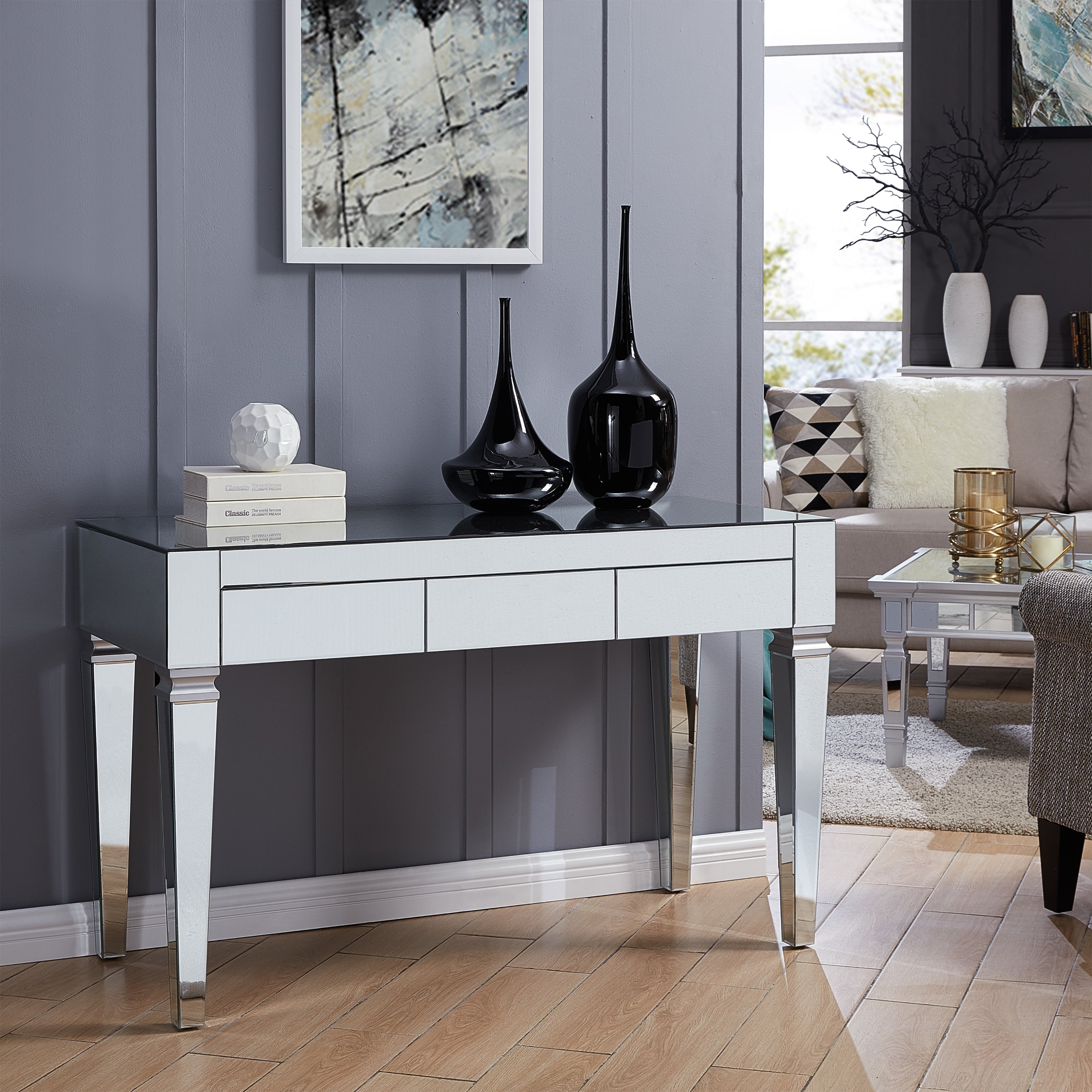 Harper Blvd Dakota Silver Mirrored Desk