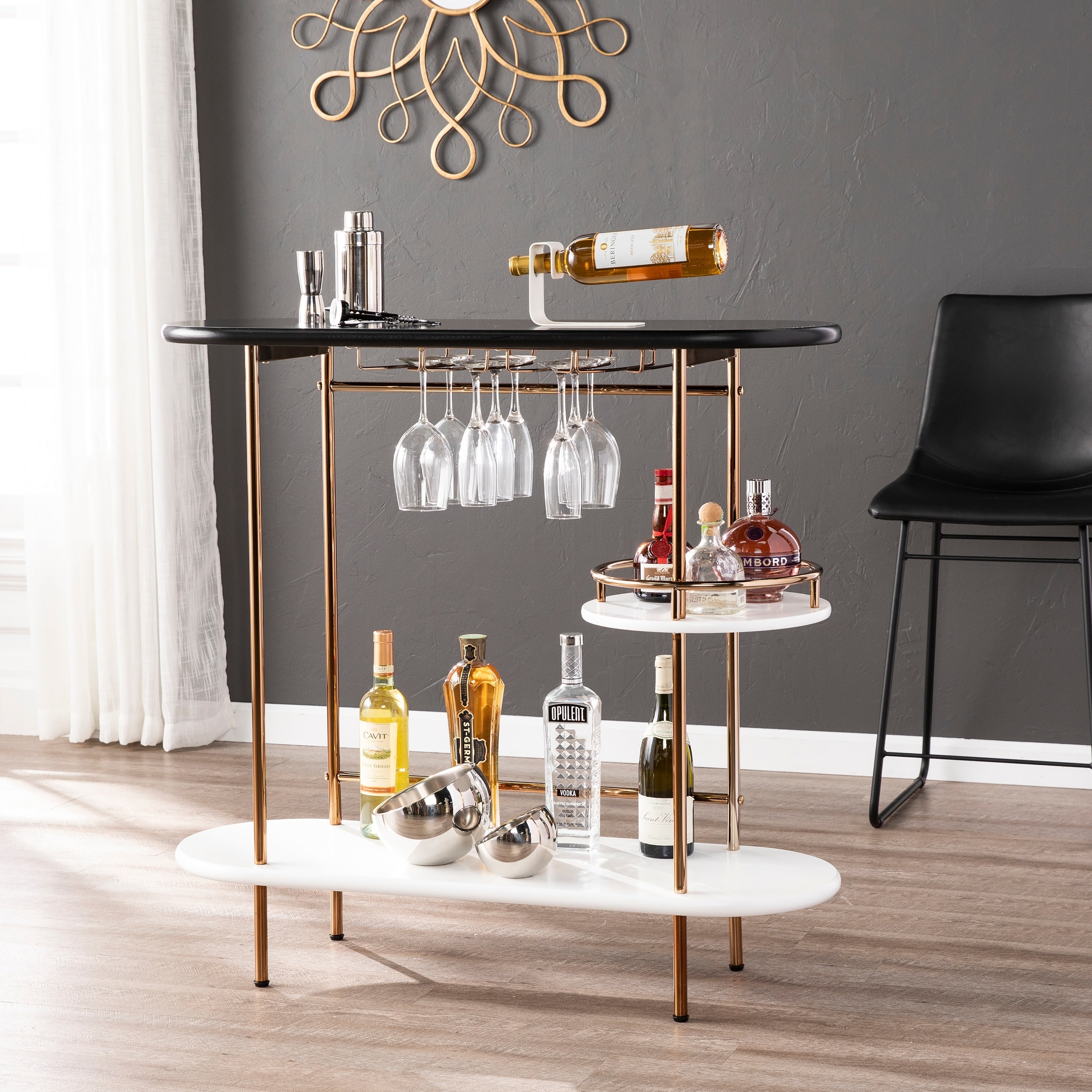 Carson Carrington Ringkobing Wine Bar Table With Glassware Storage