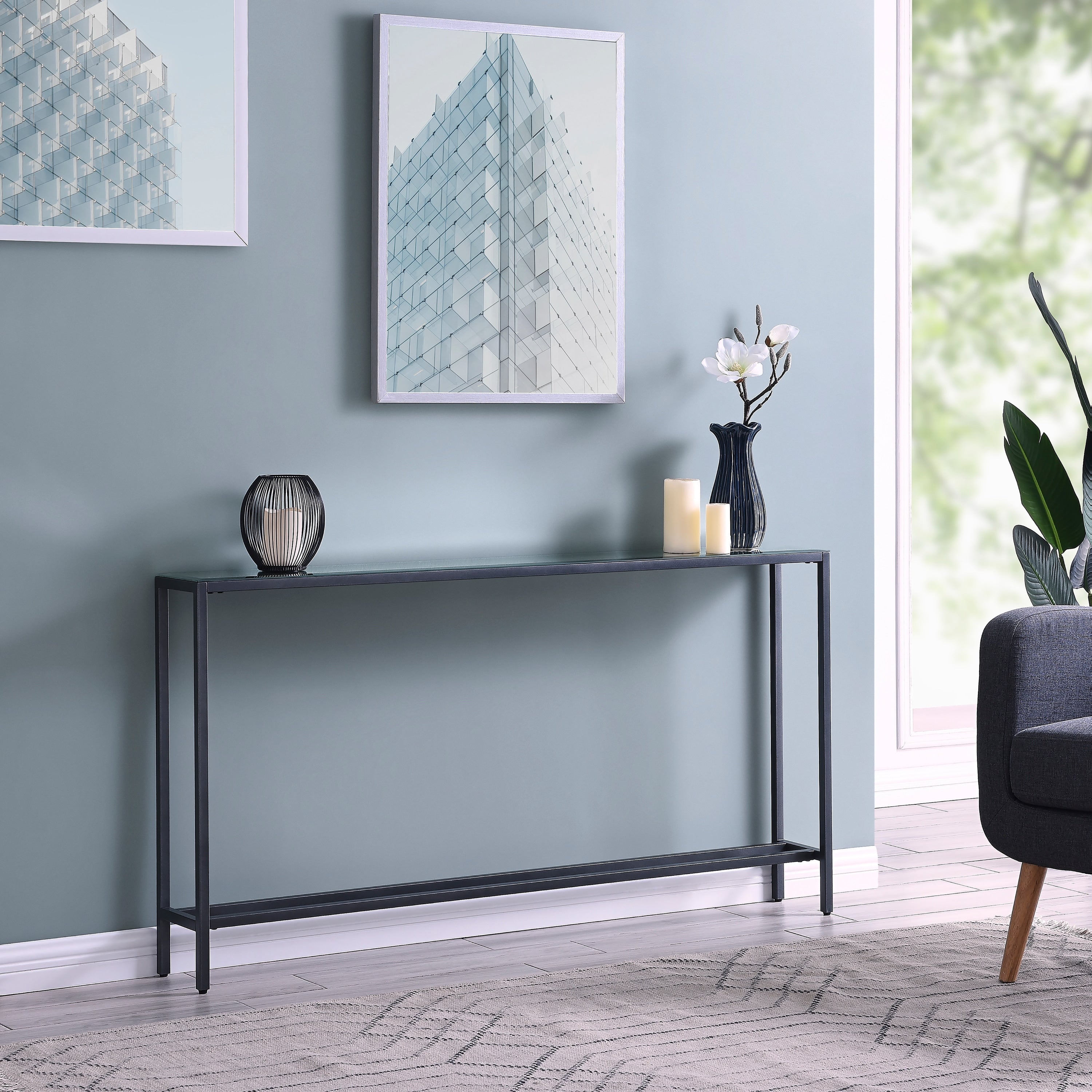 Strick Bolton Veda Grey Mirrored Top Console Table