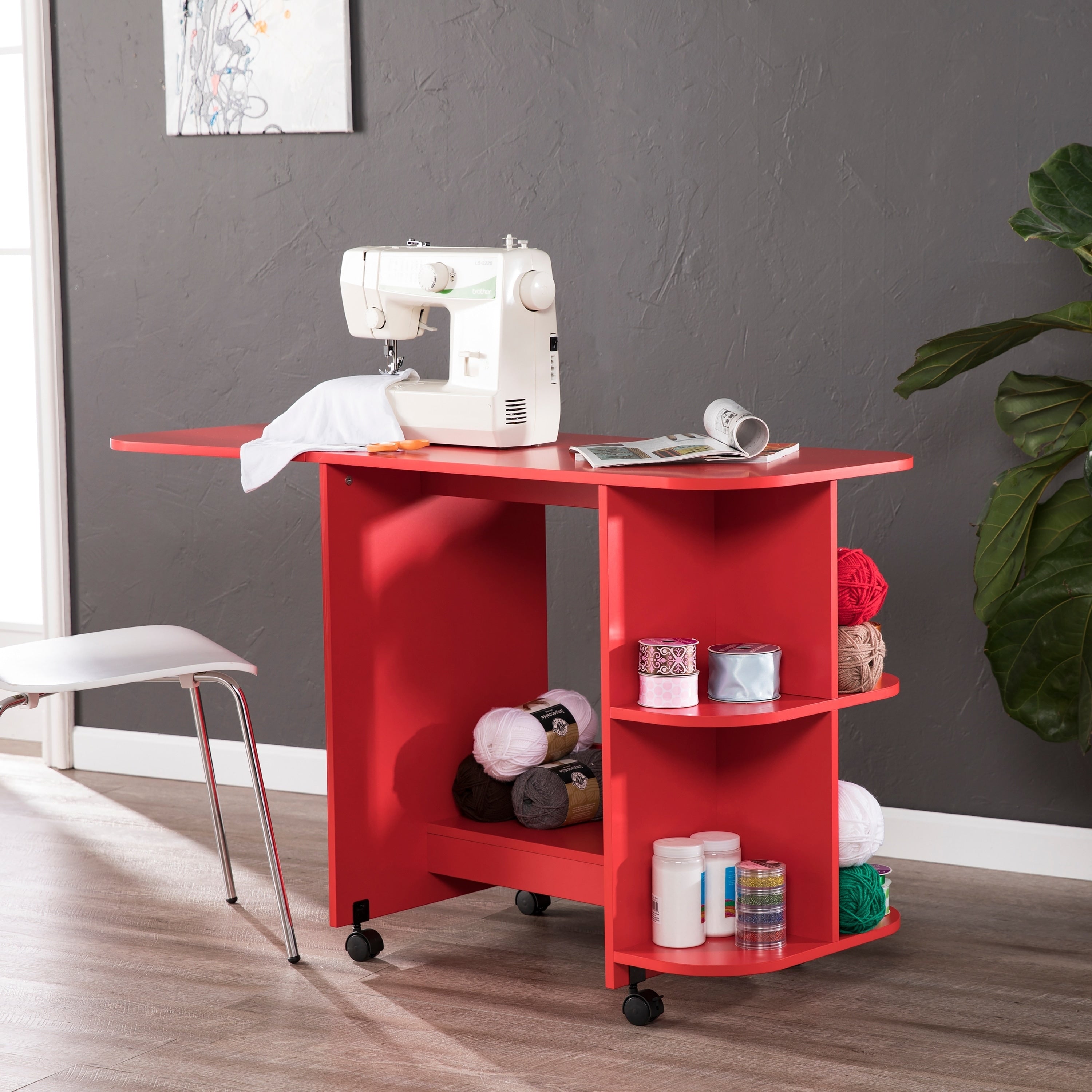 Harper Blvd Eastwick Farmhouse Red Sewing Table Craft Station Farmhouse Red