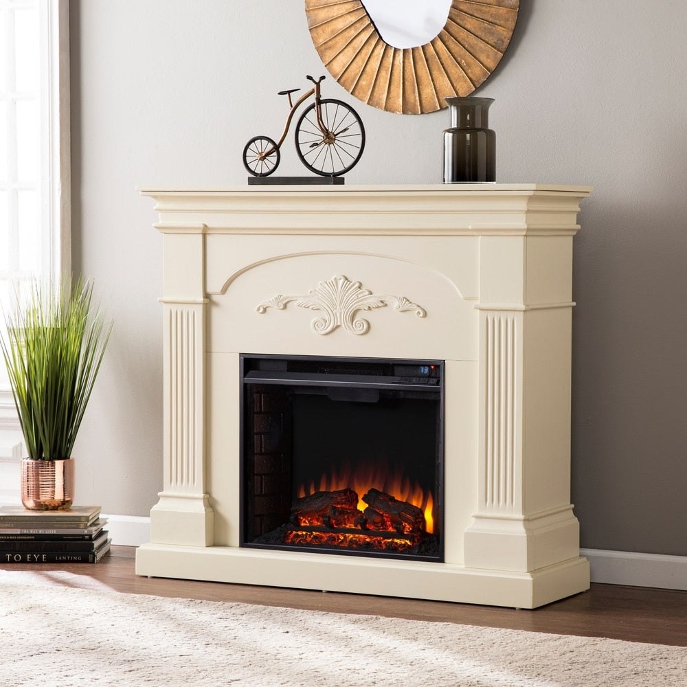 Copper Grove Mazus Ivory Electric Fireplace