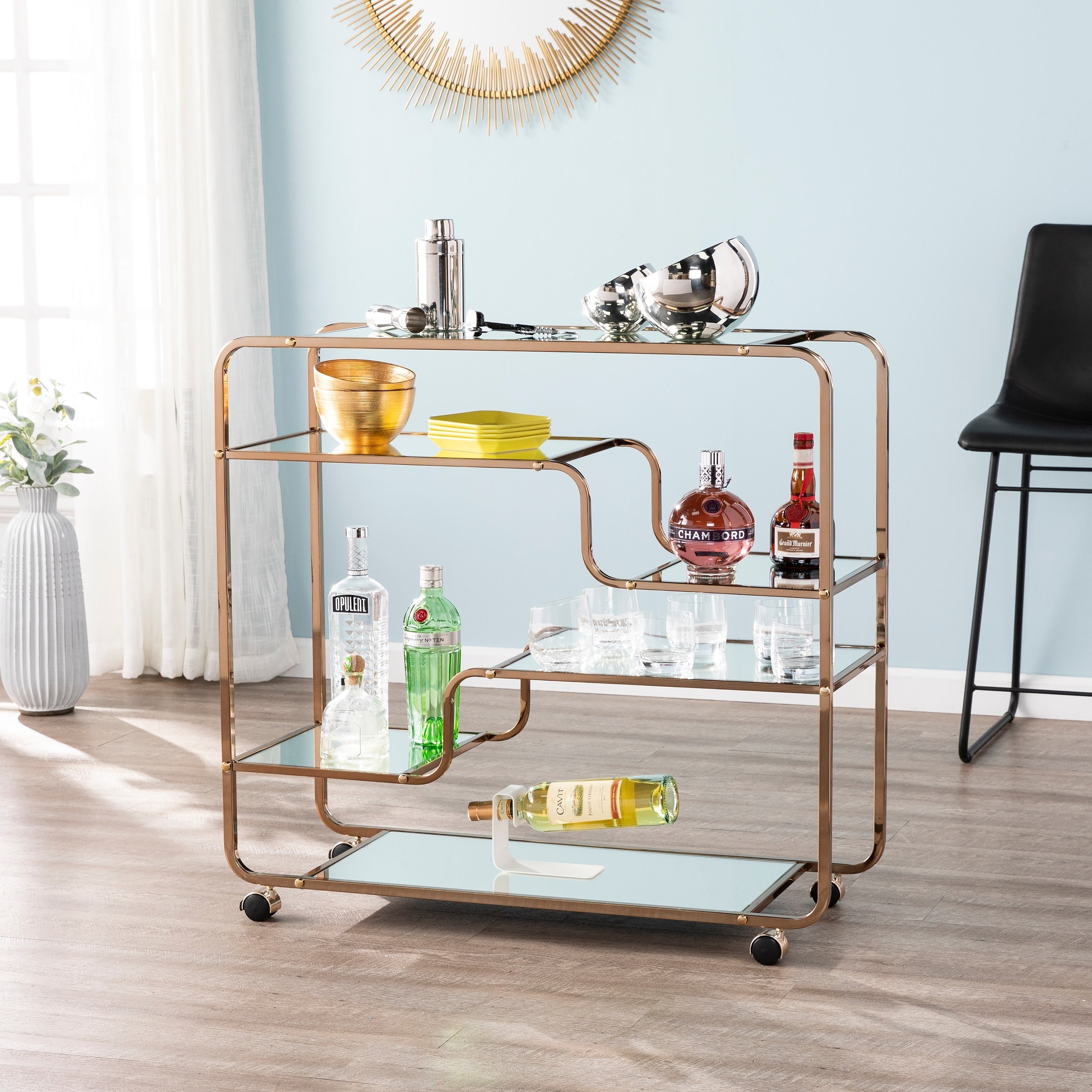 Carson Carrington Stovring Art Deco Mirrored Bar Cart