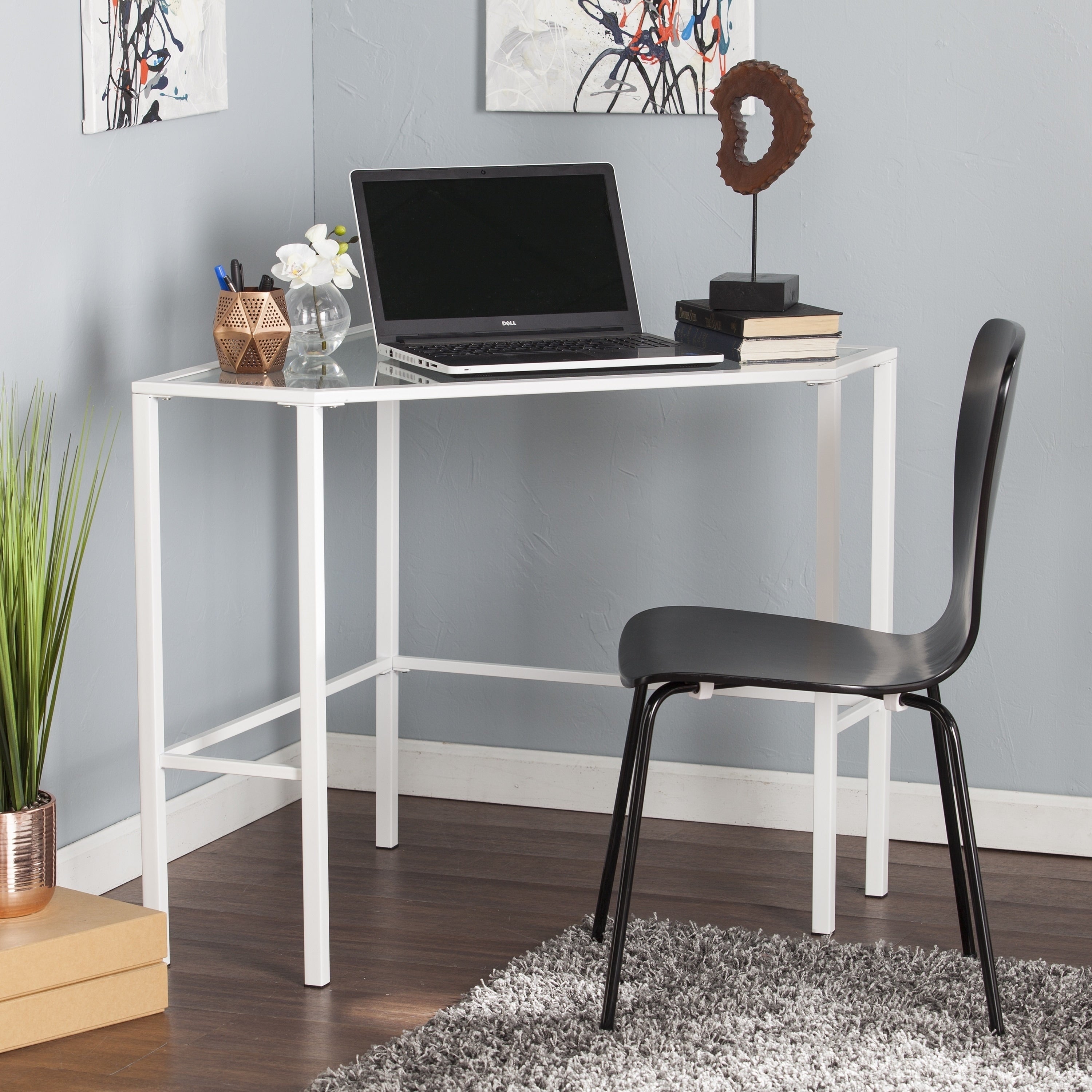 Harper Blvd Kemble Metal Glass Corner Desk White