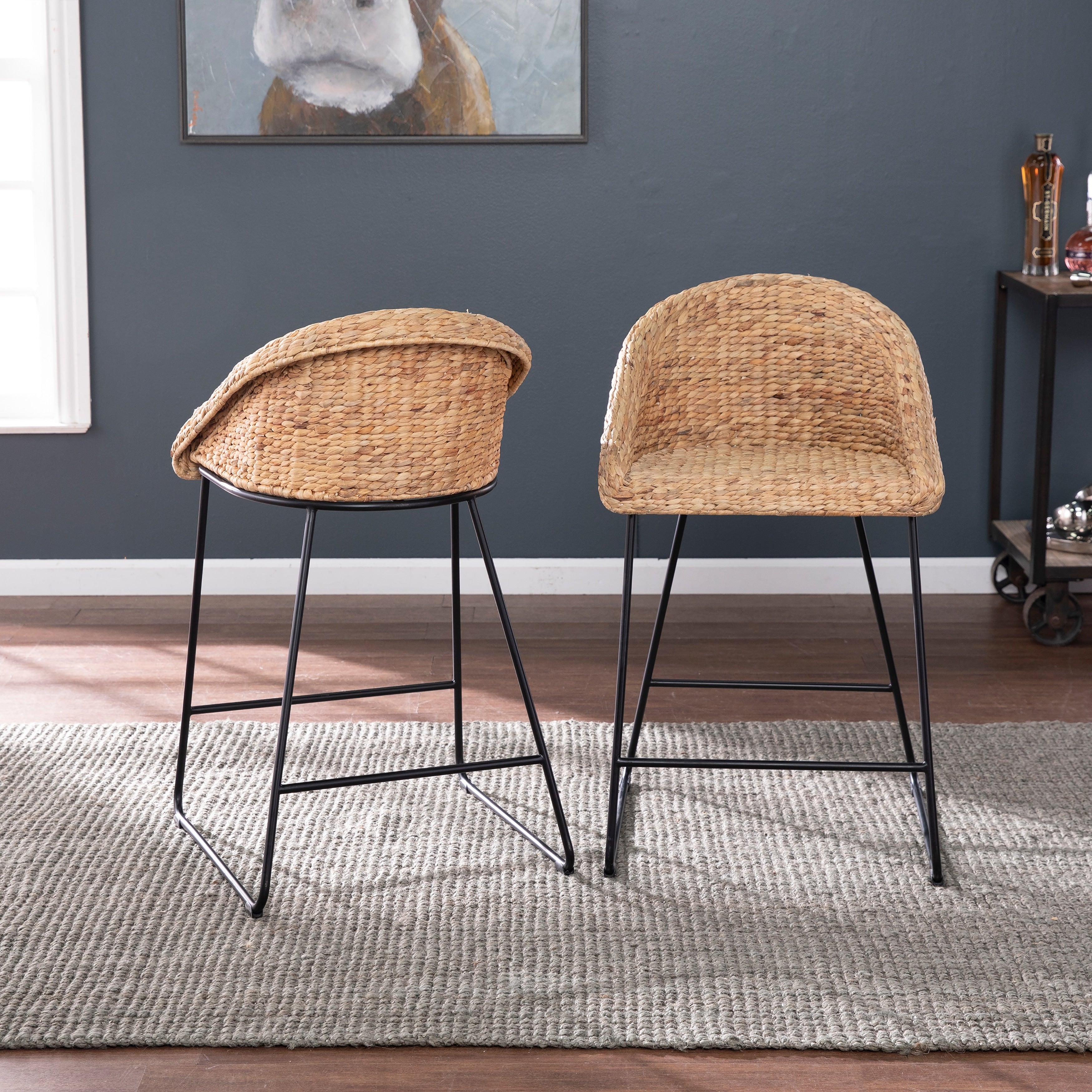 Harper Blvd Langston Coastal Natural Woven Fiber Stools