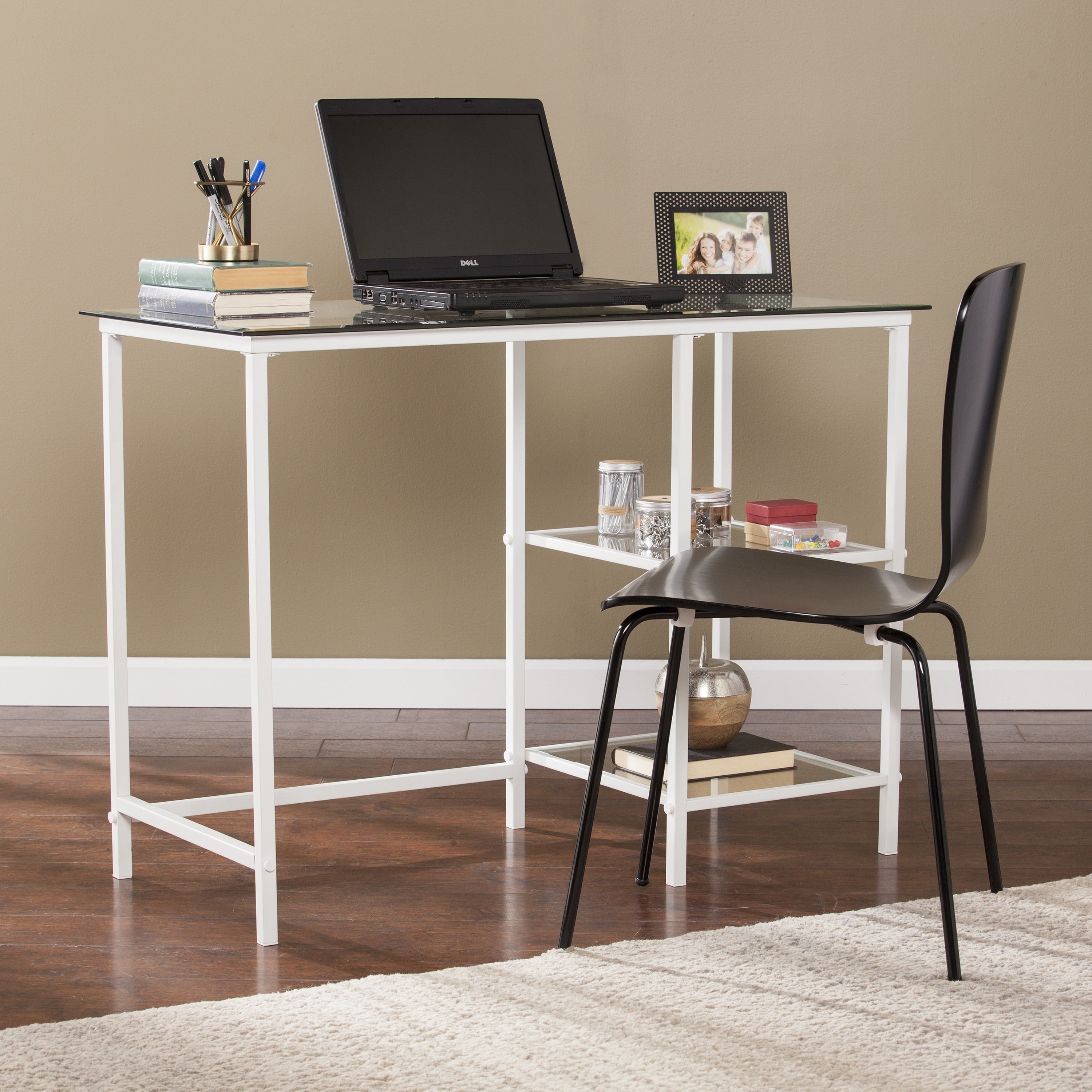 Harper Blvd Lynnwood Metal Glass Student Desk White