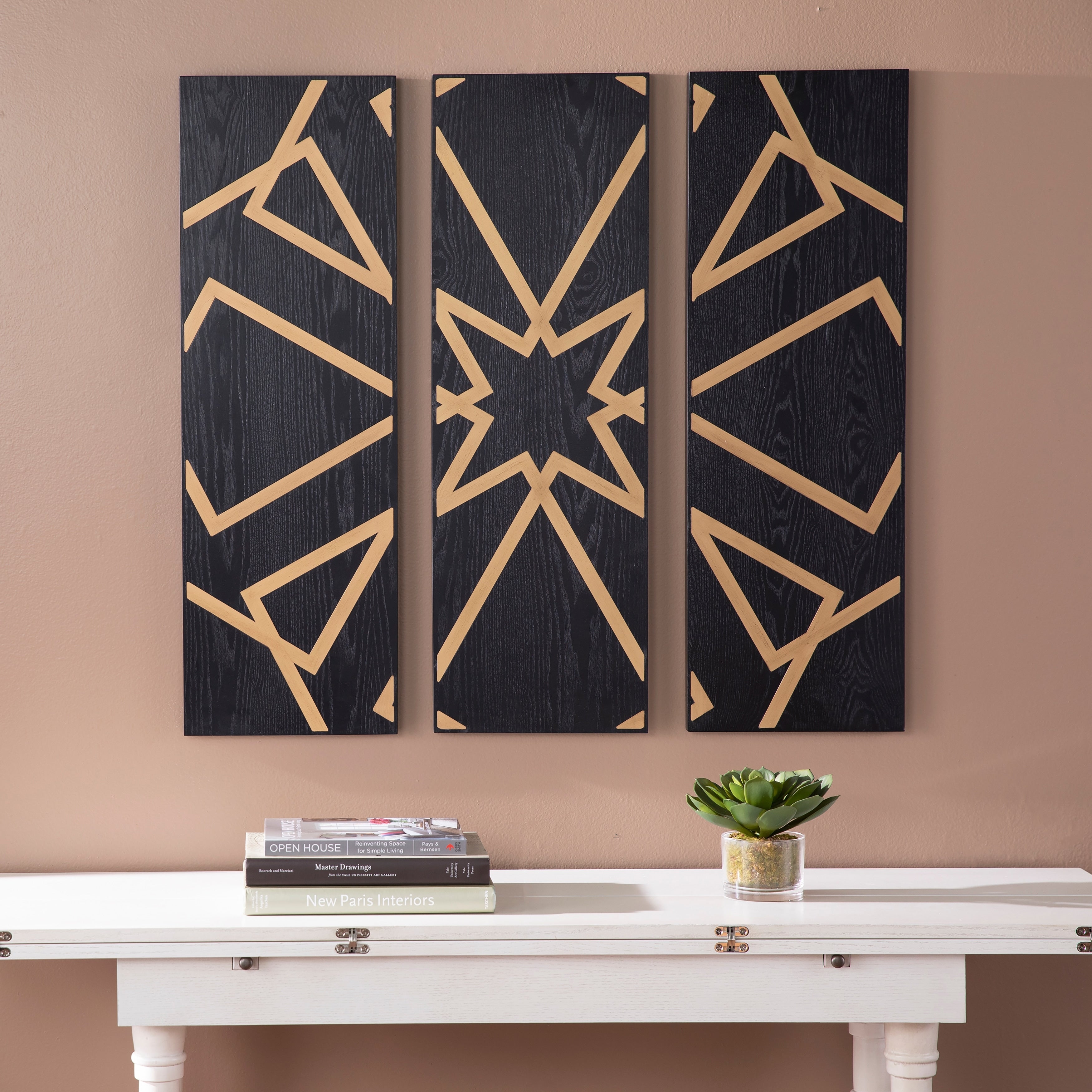 Harper Blvd Meleane Contemporary Black Wood Wall Panel Set Of 3