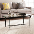 Harper Blvd Quaker Metal Glass Oval Cocktail Table Black