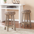 The Curated Nomad Belize Backless Round Weathered Grey Counter Stool Set Of 2