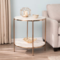 Silver Orchid Henderson Round Faux Stone End Table