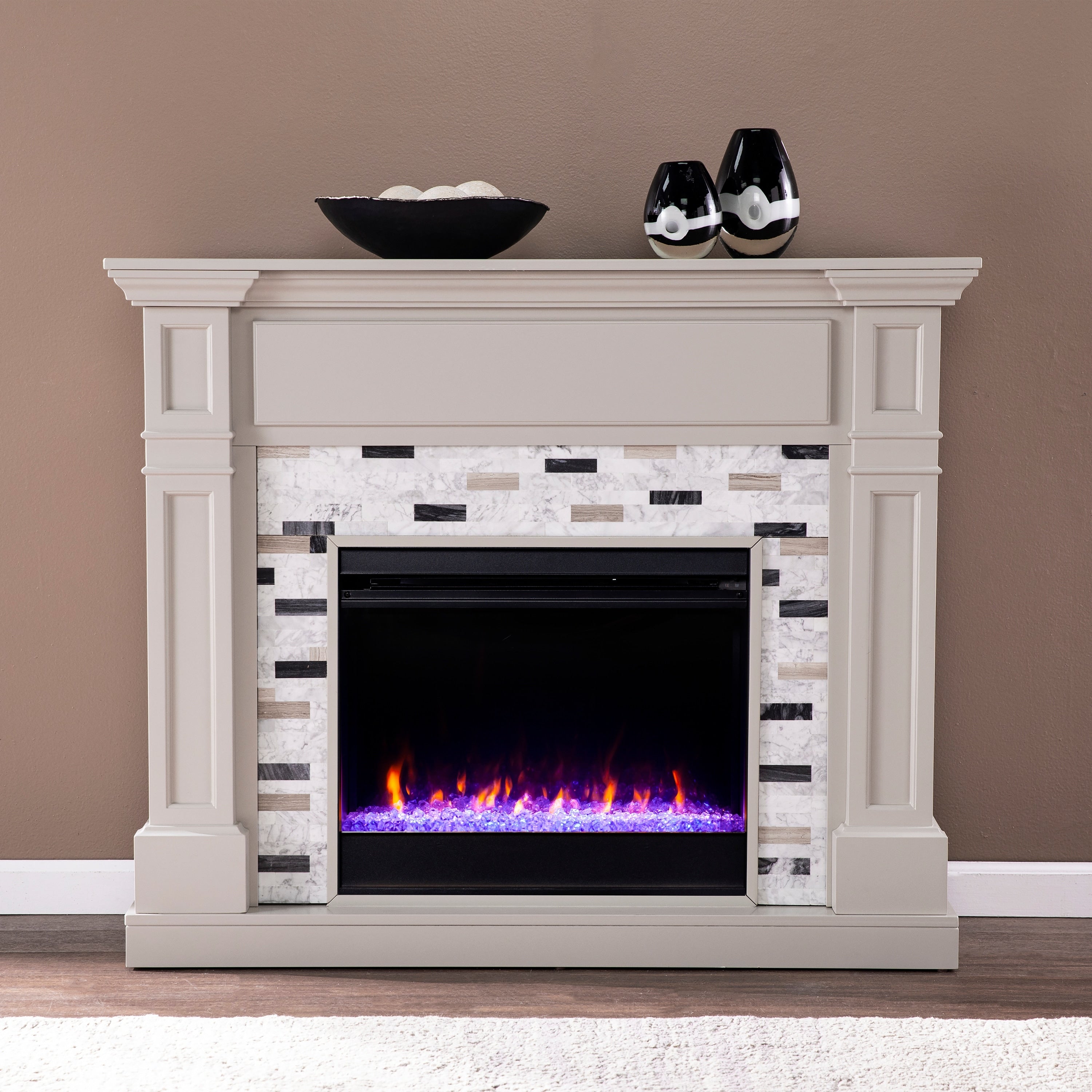 Harper Blvd Stonemere Color Changing Electric Fireplace W Marble