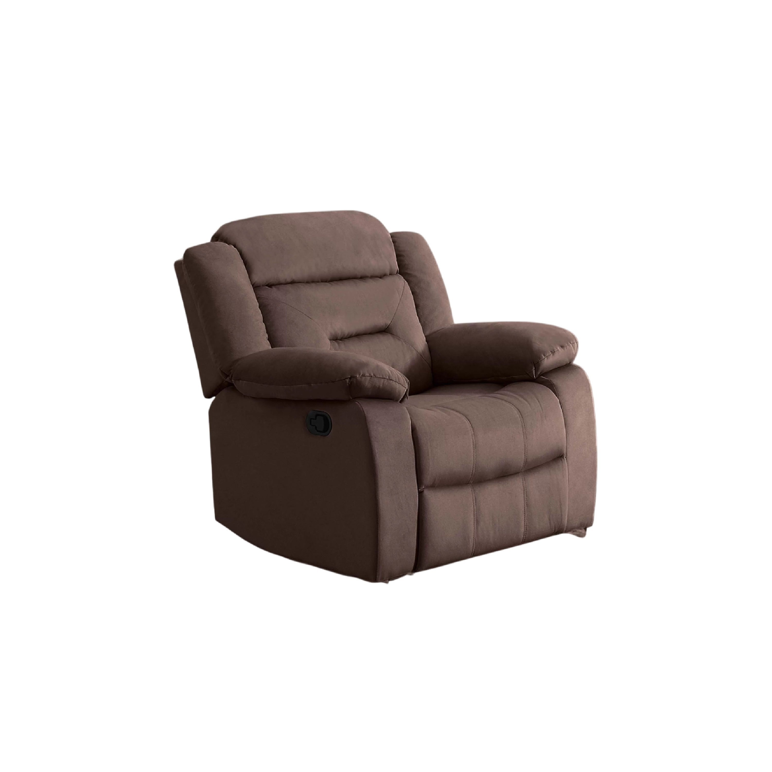 Harper Manual Recliner Lounge Chair Chocolate Brown Channel Tufted Velvet