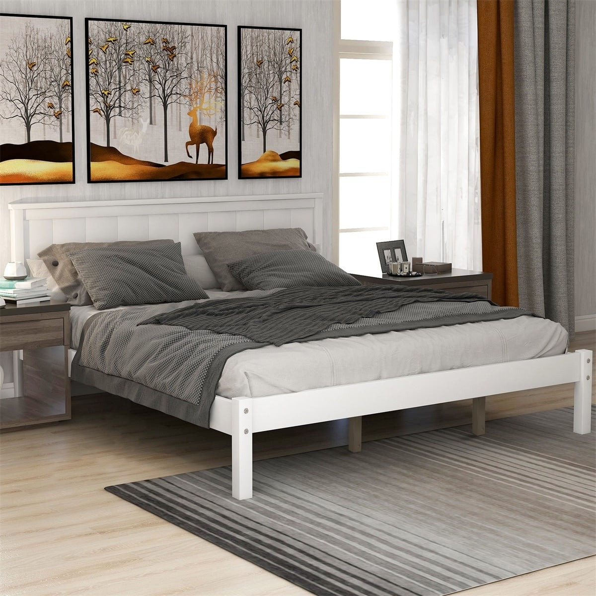 Harper Bright Designs Wood Platform Bed With Headboard