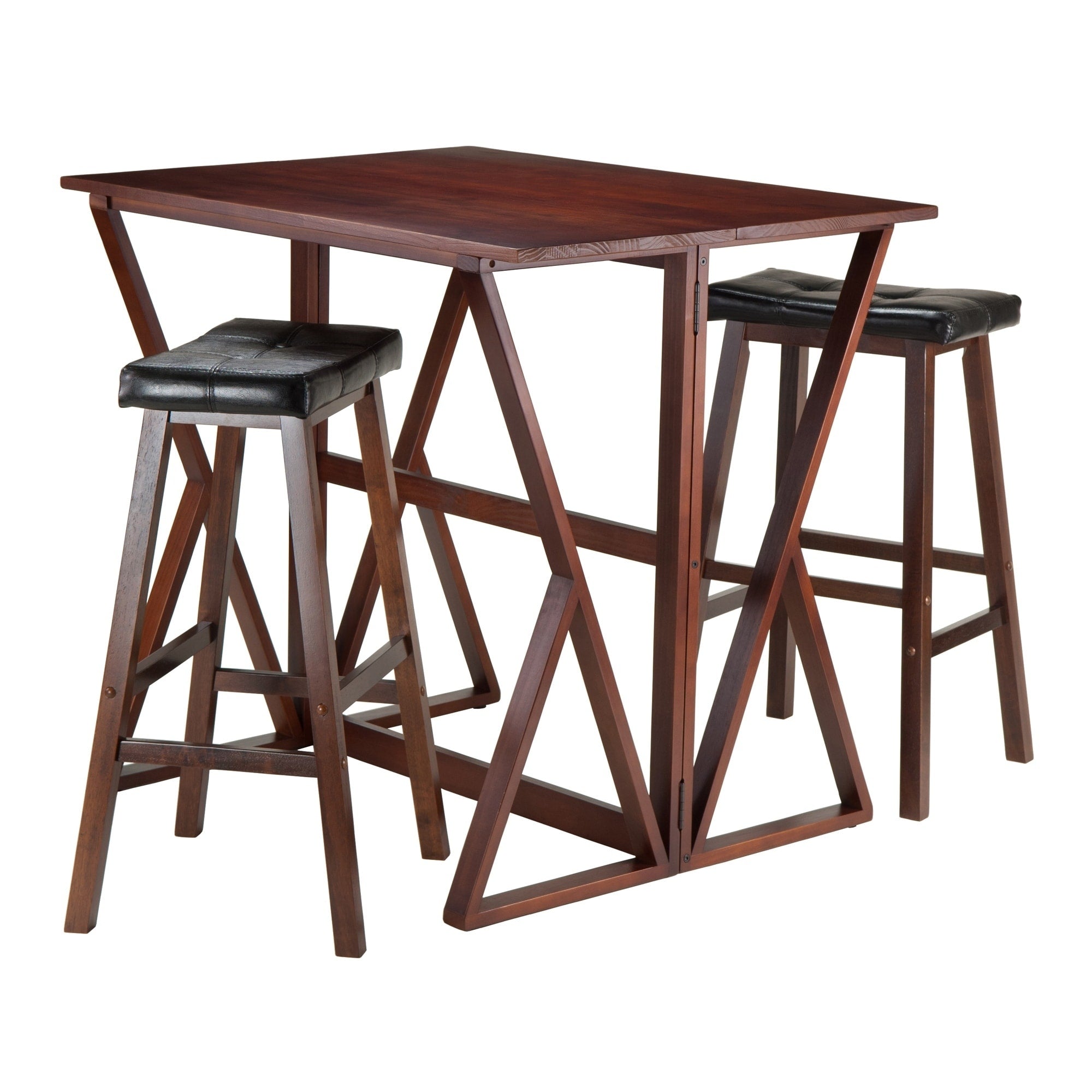 Harrington 3 Pc Drop Leaf High Table 2 29 Cushion Saddle Seat Stools