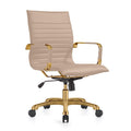 Leisuremod Harris Leatherette Swivel Gold Frame Office Chairs